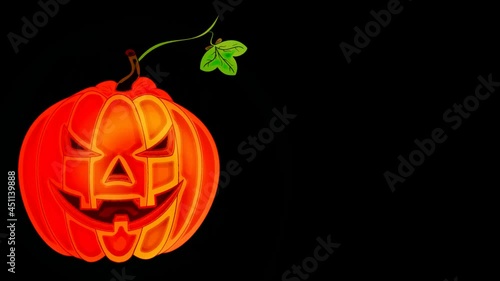 beautiful autumn animation with a pumpkin for Halloween, on a dark background