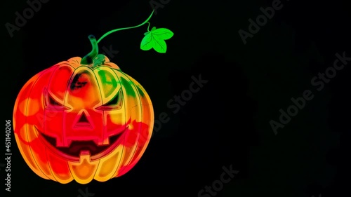 beautiful autumn animation with a pumpkin for Halloween, on a dark background