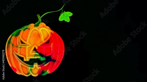 beautiful autumn animation with a pumpkin for Halloween, on a dark background