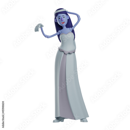 3D Skull Princess Cartoon Character has a cute pose