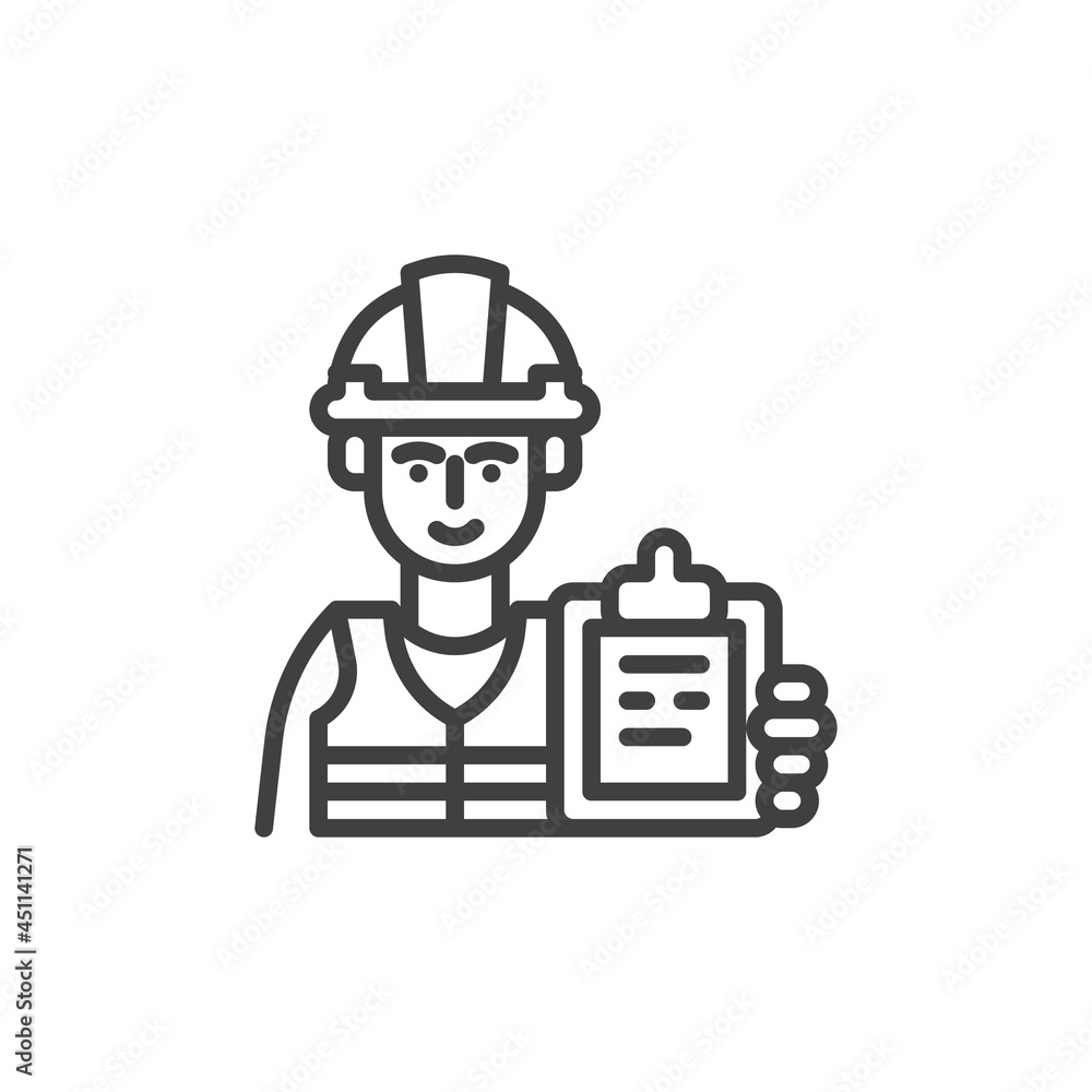 Builder man line icon Builder man line icon
