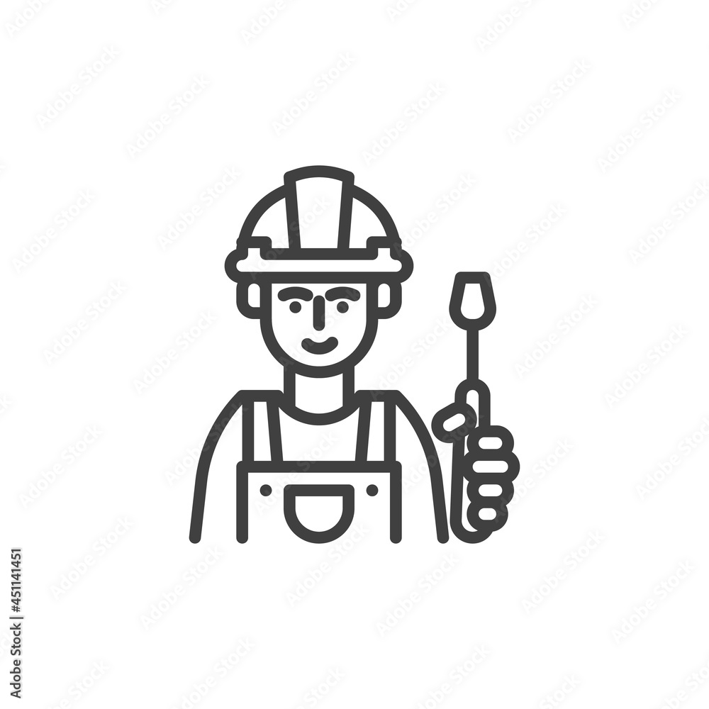 Repairman worker line icon Repairman worker line icon