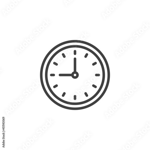 Round clock line icon