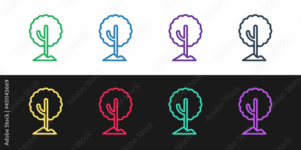 Set line Tree icon isolated on black and white background. Forest symbol. Vector Set line Tree icon isolated on black and white background. Forest symbol. Vector
