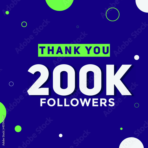 200k followers thank you colorful celebration template. social media 200000 followers achievement
