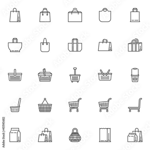 E-commerce and shopping line icons set