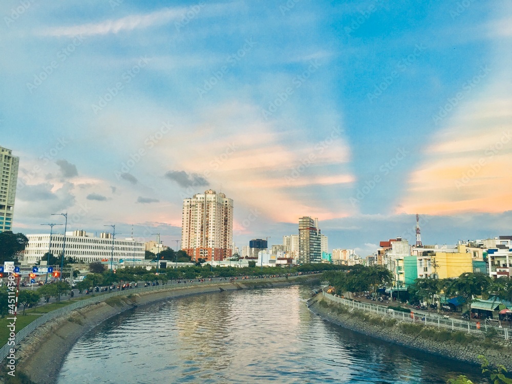 Saigon skyline at sunset