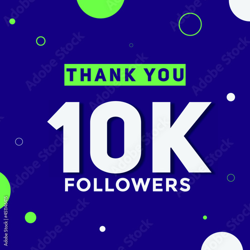 10k followers thank you colorful celebration template. social media followers achievement congratulation. 10000