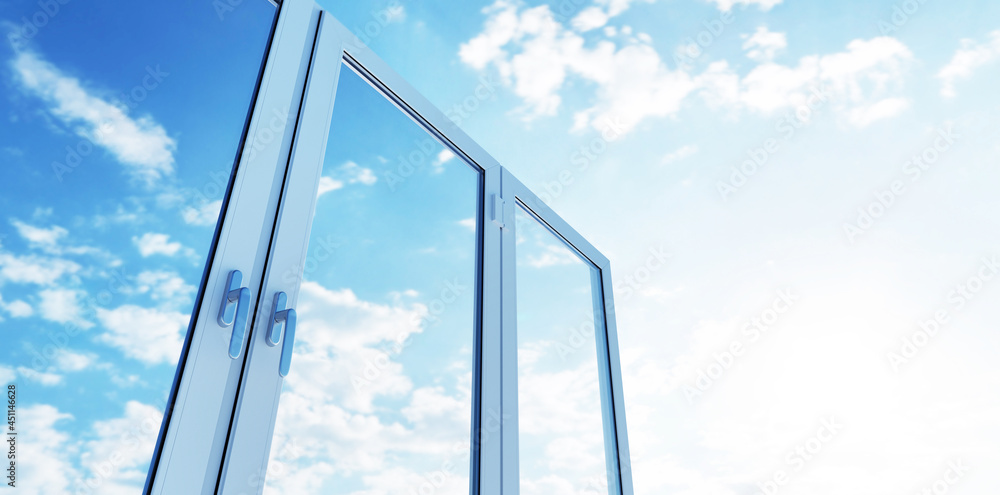 New clear and clean PCV windows on sunny sky New clear and clean PCV windows on sunny sky