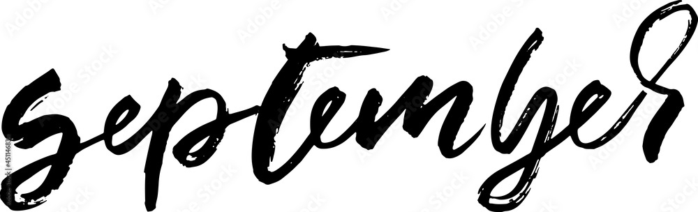 Hand drawn typography lettering. September. Month inscription. Vector Illustration. Hand drawn typography lettering. September. Month inscription. Vector Illustration.