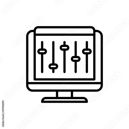 Program setup thin line icon, settings on PC. Software installation. Modern vector illustration.