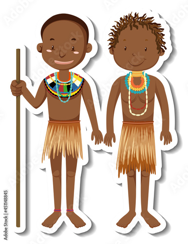 African tribal man cartoon character sticker