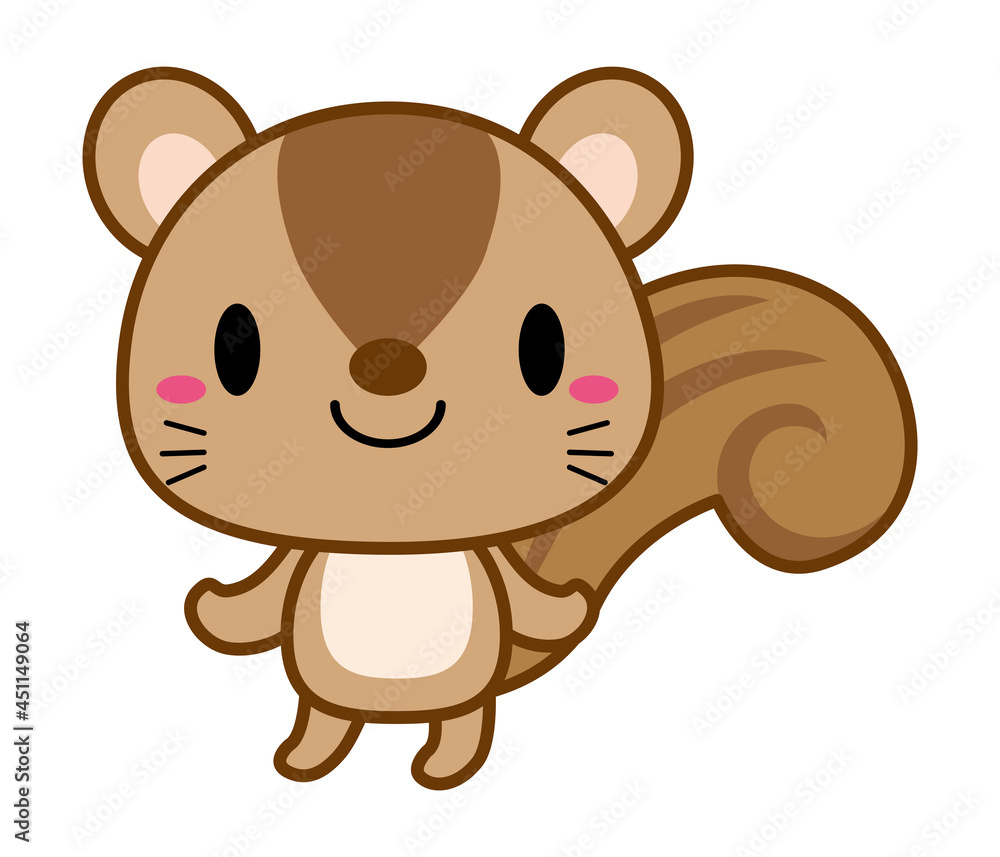 Fototapeta premium 立ちポーズ 動物 イラスト 【ライン】 リス02