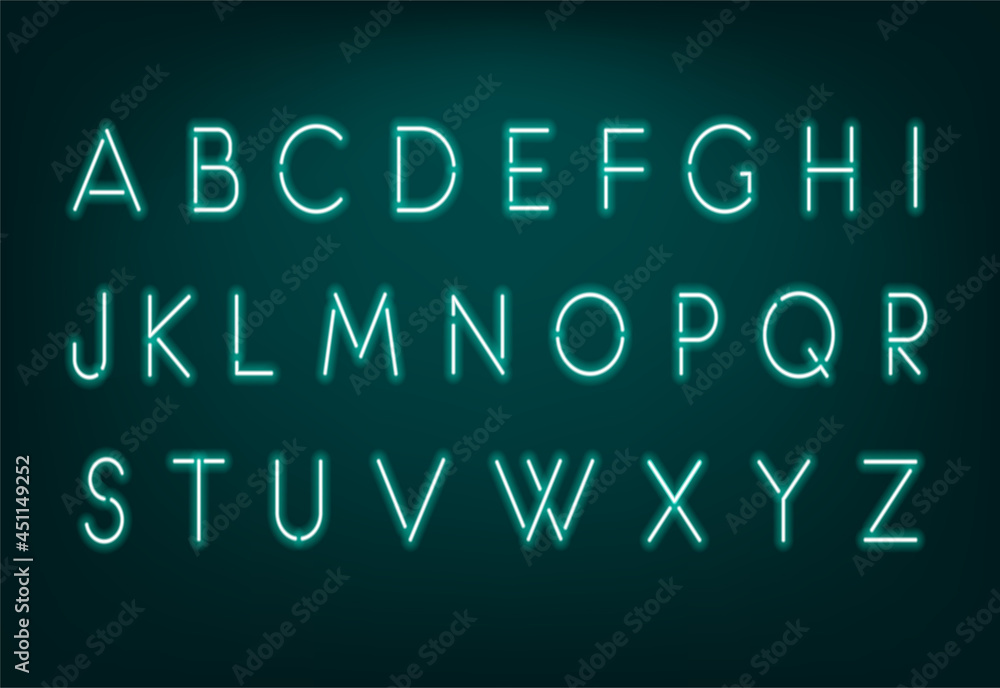 Fototapeta premium Alphabet font glowing neon light