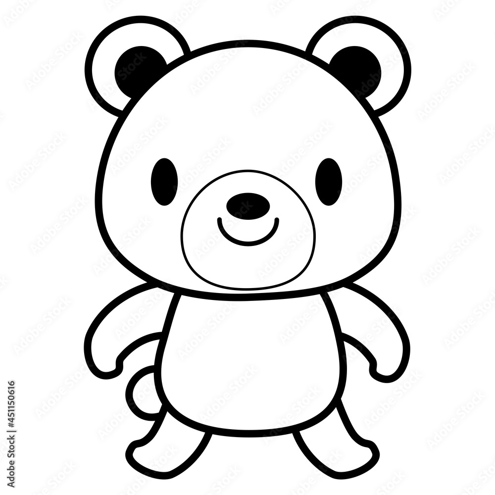 立ちポーズ 動物 イラスト 【黒ライン】くま03 立ちポーズ 動物 イラスト 【黒ライン】くま03