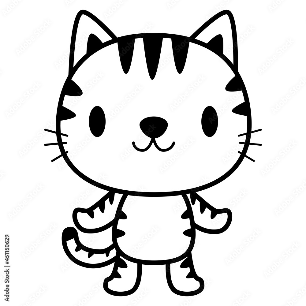 立ちポーズ 動物 イラスト 【黒ライン】ネコ03 立ちポーズ 動物 イラスト 【黒ライン】ネコ03