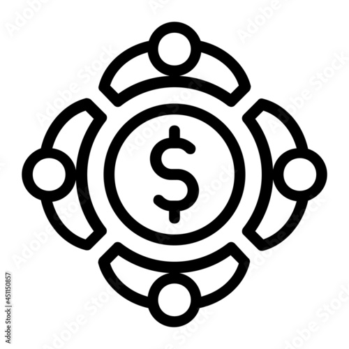Crowdfund in Dollar Money Icon