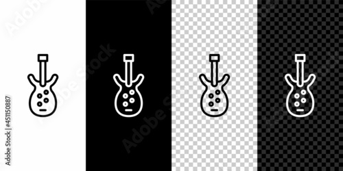 Set line Electric bass guitar icon isolated on black and white background. Vector