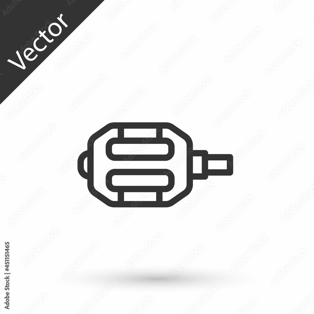 Grey line Bicycle pedal icon isolated on white background. Vector Grey line Bicycle pedal icon isolated on white background. Vector