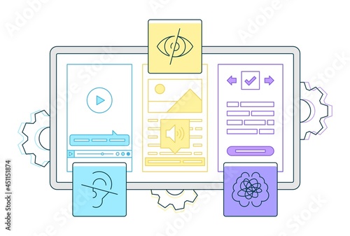 Digital accessibility flat vector illustration and understood users
