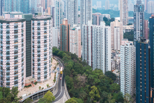 Aerial view of residential area in Hong Kong island