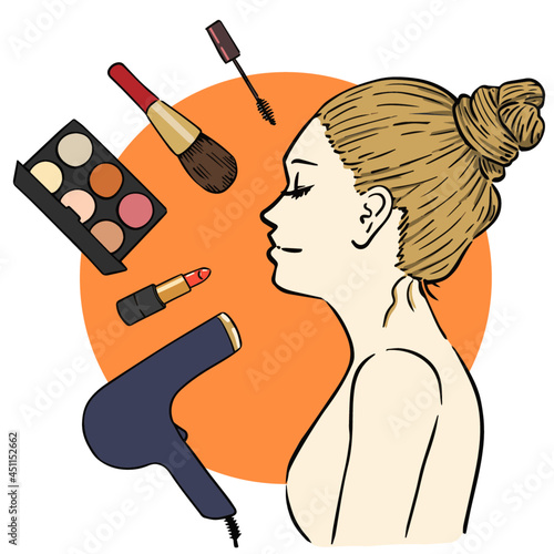 woman with cosmetic goods