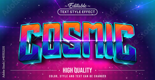 Editable text style effect - Cosmic text style theme.