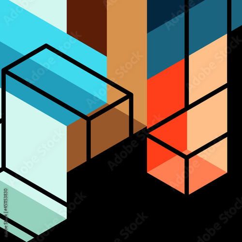 Abstract background. 3d cubes, cubic elements and blocks. Techno or business concept for wallpaper, banner, background, landing page