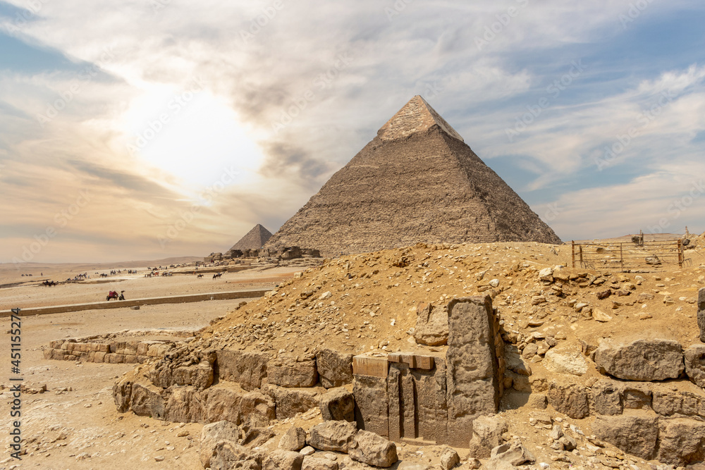 The Pyramid of Khafre with dramatic sky in Egypt