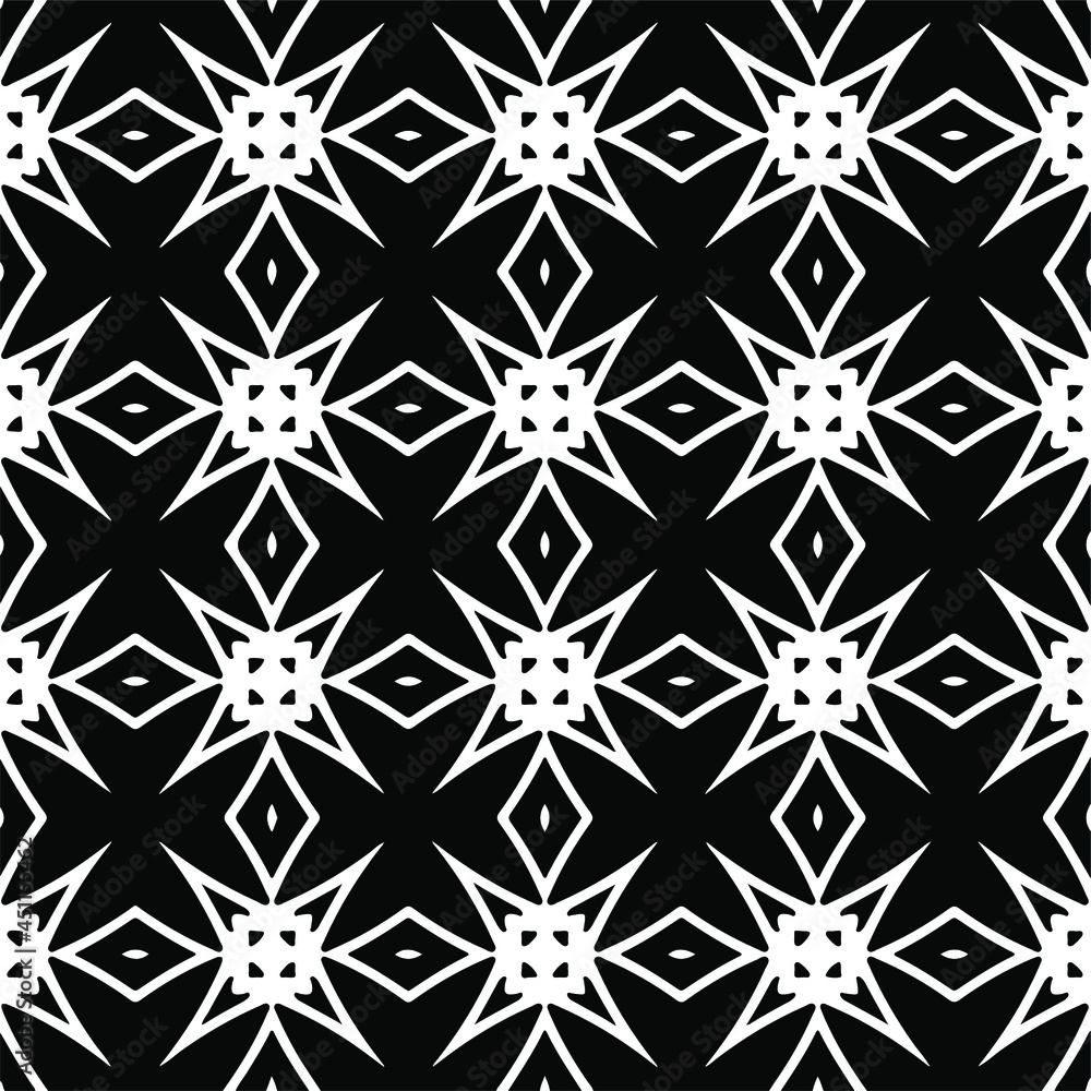Seamless vector pattern in geometric ornamental style. Black ornament.
