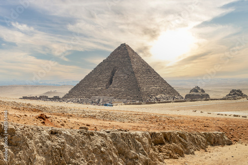 The Great Pyramid of Menkaure with dramatic sky in the Giza  Egypt.