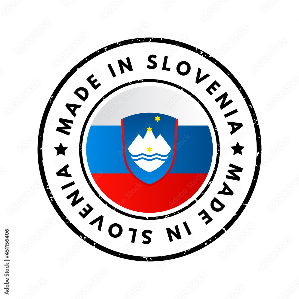 Made in Slovenia text emblem badge, concept background
