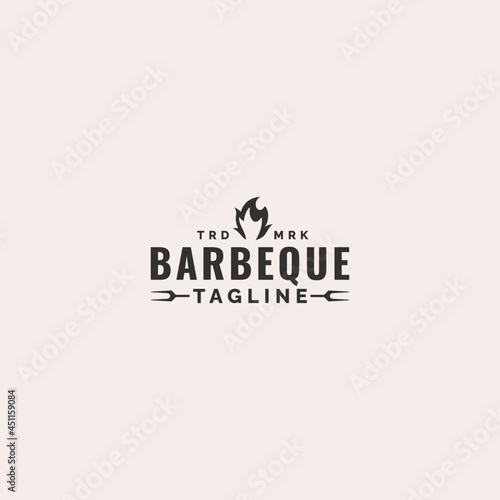 vintage retro BBQ grill, barbecue, barbeque logo design vector