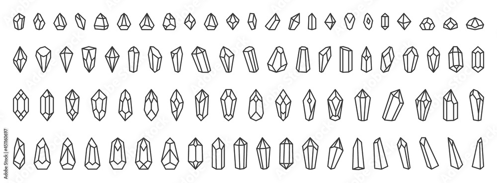 Crystal minerals line art icon. Collection vector crystal gem. Editable stroke Crystal minerals line art icon. Collection vector crystal gem. Editable stroke