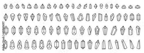 Crystal minerals line art icon. Collection vector crystal gem. Editable stroke