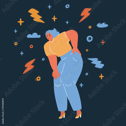 Vector illustration of painful back hurting a lot
