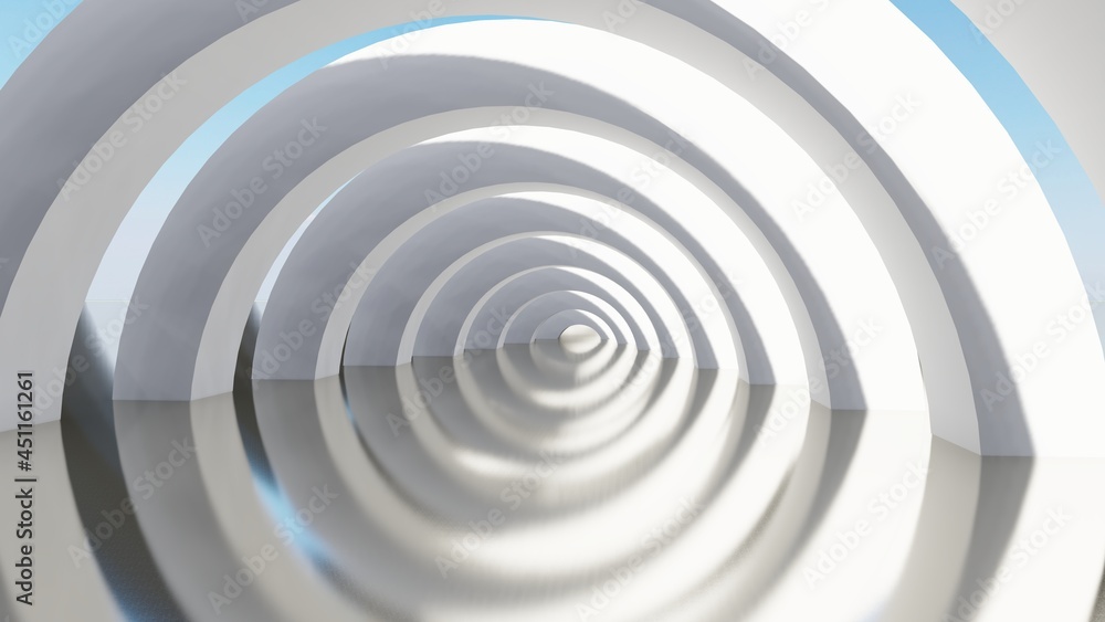 Obraz premium Abstract architecture background white arched interior 3d render