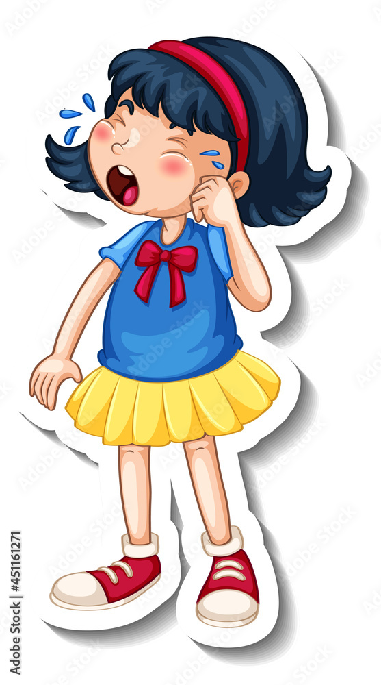 Sticker template with a girl cartoon character isolated Sticker template with a girl cartoon character isolated