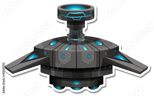 A sticker template with UFO or Satellite isolated