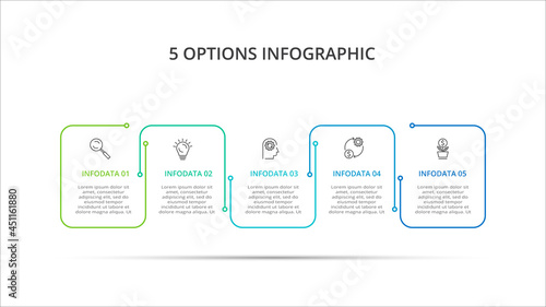 Creative concept for infographic with 5 steps, options, parts or processes. Business data visualization.