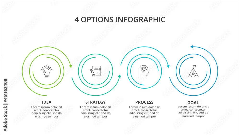Fototapeta premium Creative concept for infographic with 4 steps, options, parts or processes. Business data visualization.
