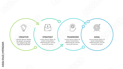 Creative concept for infographic with 4 steps, options, parts or processes. Business data visualization.