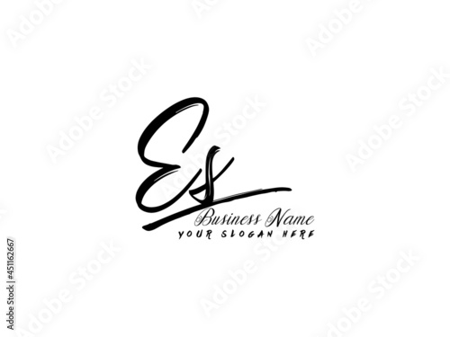 Initial ES Brush Logo, Signature es letter Logo template vector stock