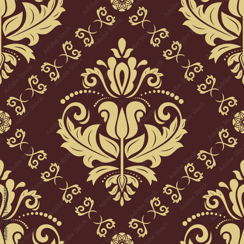 Orient vector classic brown and golden pattern. Seamless abstract background with vintage elements. Orient background. Ornament for wallpapers and packaging Orient vector classic brown and golden pattern. Seamless abstract background with vintage elements. Orient background. Ornament for wallpapers and packaging