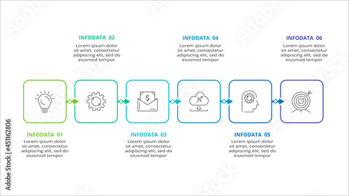 Creative concept for infographic with 6 steps, options, parts or processes. Business data visualization.