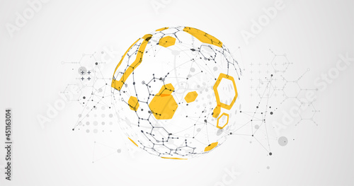 Modern science or technology abstract background using hexagonal shapes. Vector.