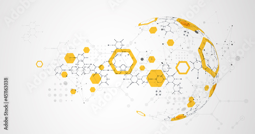 Modern science or technology abstract background using hexagonal shapes. Vector.