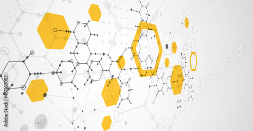 Modern science or technology abstract background using hexagonal shapes. Vector.