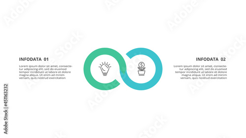 Creative concept for infographic with 2 steps, options, parts or processes. Business data visualization.