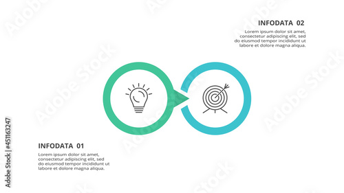 Creative concept for infographic with 2 steps, options, parts or processes. Business data visualization.